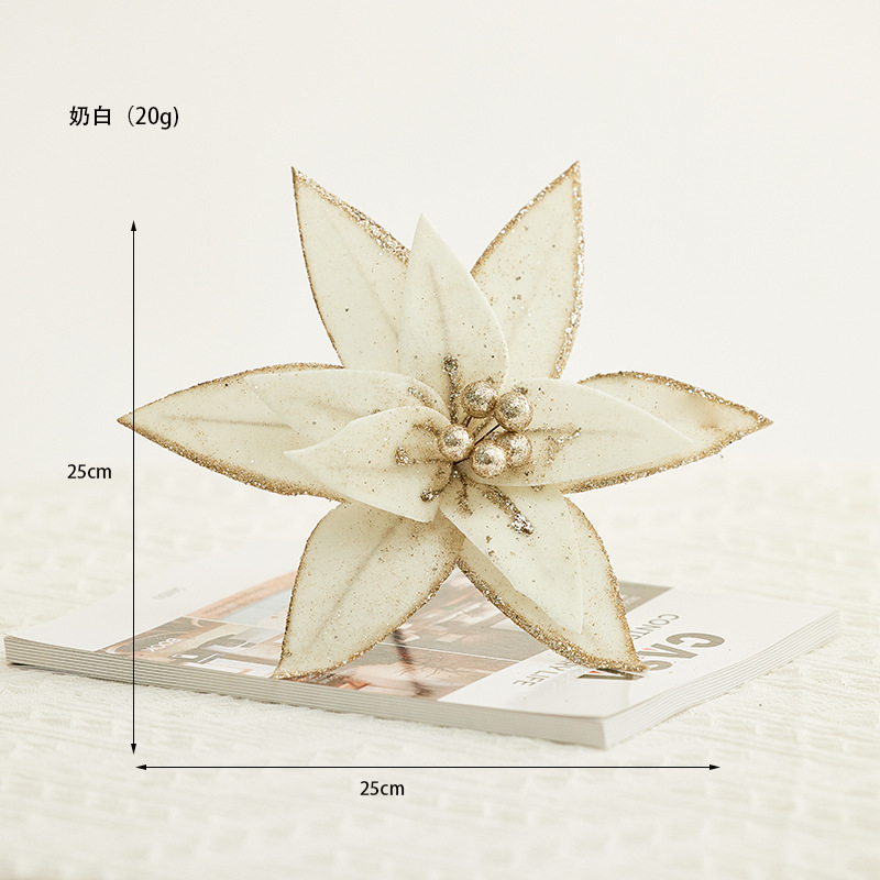 Decoraciones de Navidad 25cm flores de Navidad blancas retro flores falsas flores hechas a mano botella floral diseño props