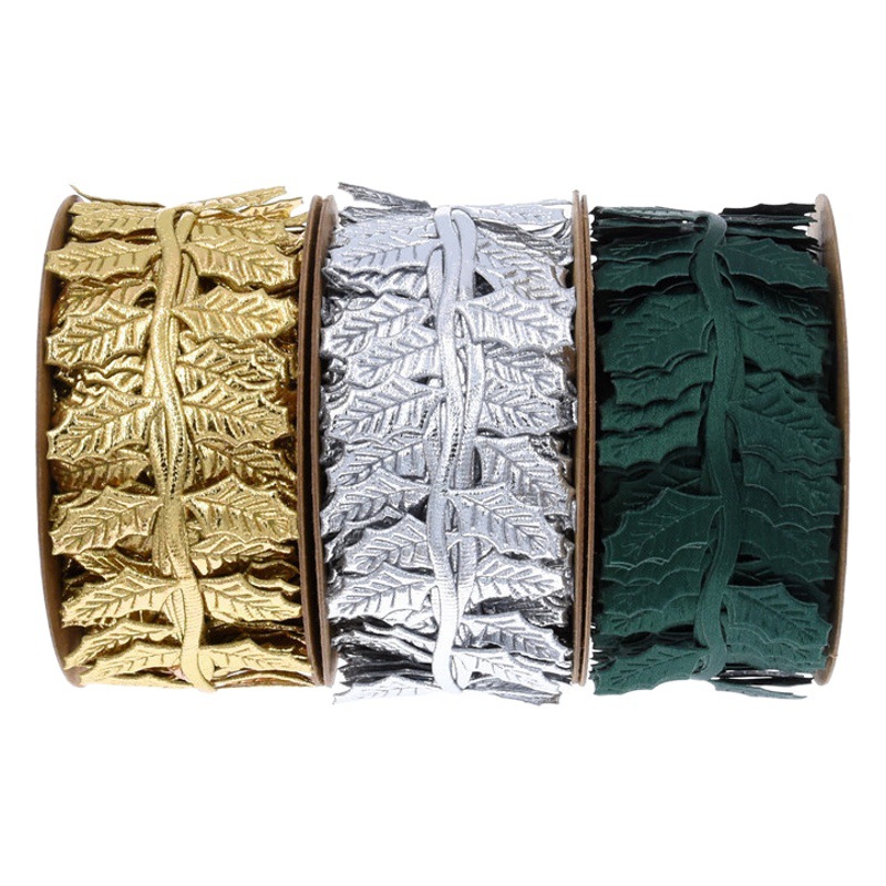 Transfronterizo Amazon nueva Navidad fruta roja hoja cinta regalo embalaje árbol de Navidad decoración hoja cinturón 10 M