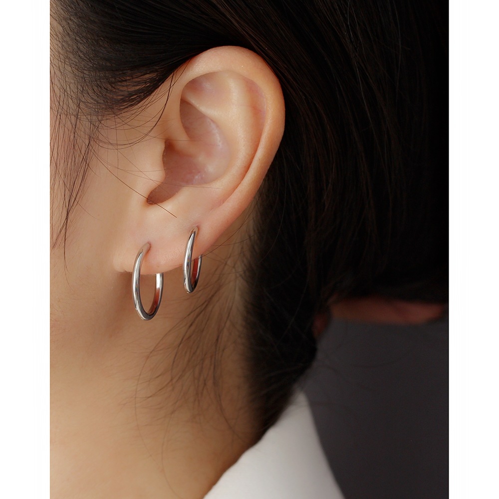18K Real Gold Plated Plating Material Stone-Free Inlay Material Simple Style Circle Silver Earrings Plating 925 Silver Earrings