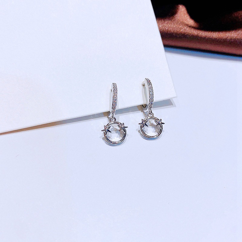 Fashion Earrings Refined Zircon Micro Inlaid Star Smiley Face Ear Clip Earrings Wholesale