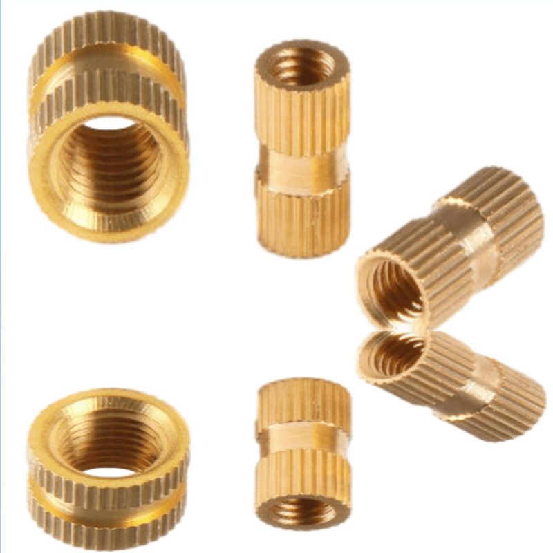 铜镶嵌件滚花铜螺母双通注塑螺母铜滚花螺母铜预埋件M3M4M5M6M8M1