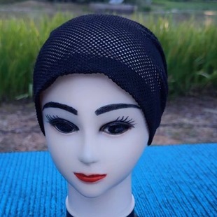 Summer Hair-Covering Base Cap, Black Mesh Breathable Ethnic Headscarf, Hui-Style Mesh Gauze Scarf, Breathable Mesh