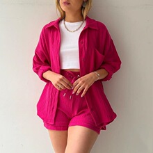 N 71954 Wrinkled Collar Shirt Set �岼������װ ŷ���羳