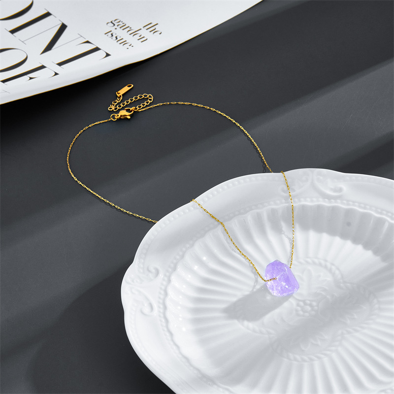 Simple Style Geometric Copper Pendant Necklace Natural Stone Copper Necklaces