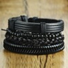 Vnox Mix 4Pcs/ Set Braided Wrap Leather Bracelets for Men W