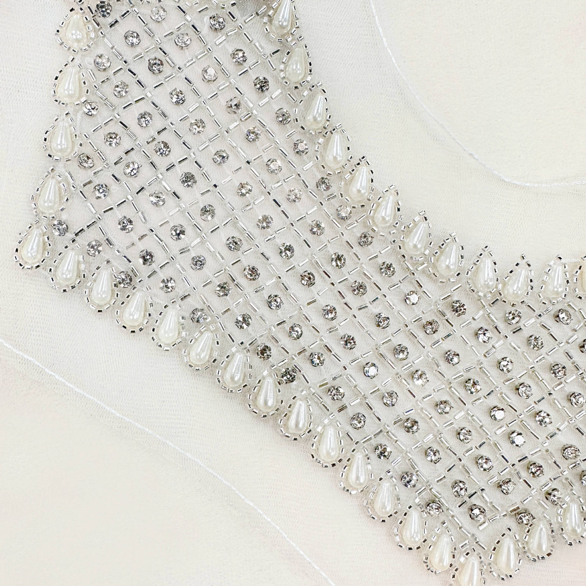 Tubo de encaje de cuentas de diamante cuello bordado accesorios de ropa vestido de boda DIY ropa de decoración de ropa de niños