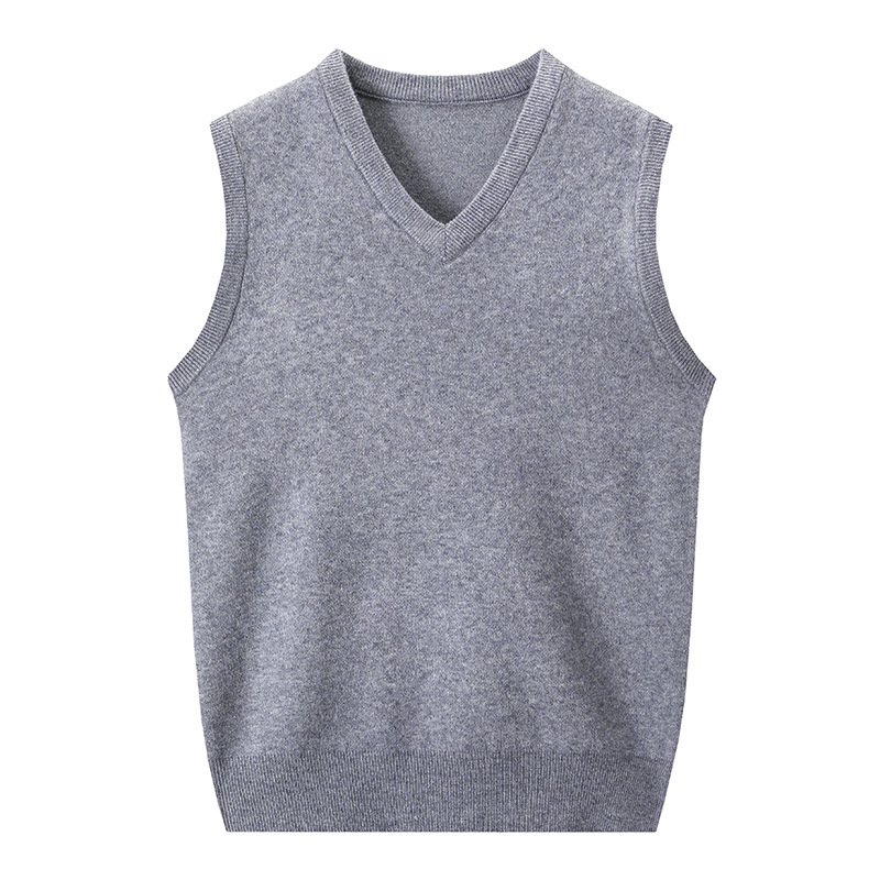 1 pieza de otoño e invierno chaleco de los hombres de color sólido con cuello en V de punto sin mangas suéter papá desgaste cálido chaleco engrosado chaleco image 2
