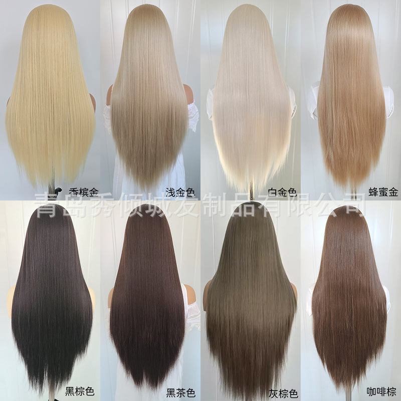 Cross-border golden brown hand-tied lace front wig, 13*4 full cap, versatile wig for women, cosplay wig factory Cross-border golden brown hand-tied lace front wig, 13*4 full cap, versatile wig for women, cosplay wig factory