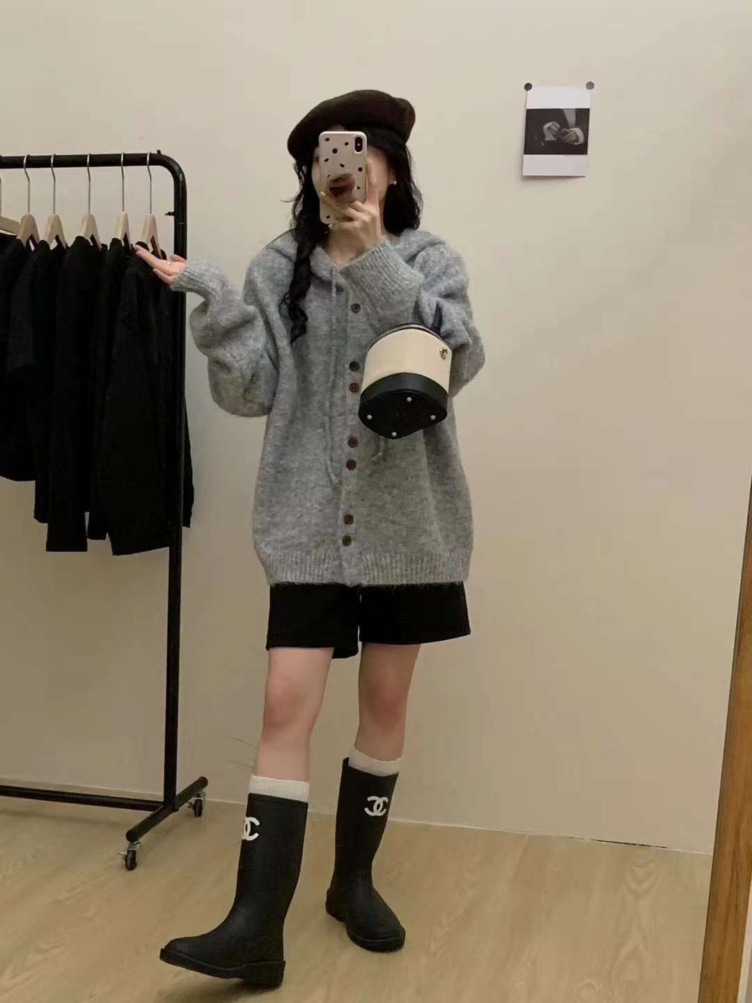 24 invierno Puyuan coreano otoño invierno flojo viento suave glutinoso de tamaño grande con capuchón de punto cardigan suelto image 6