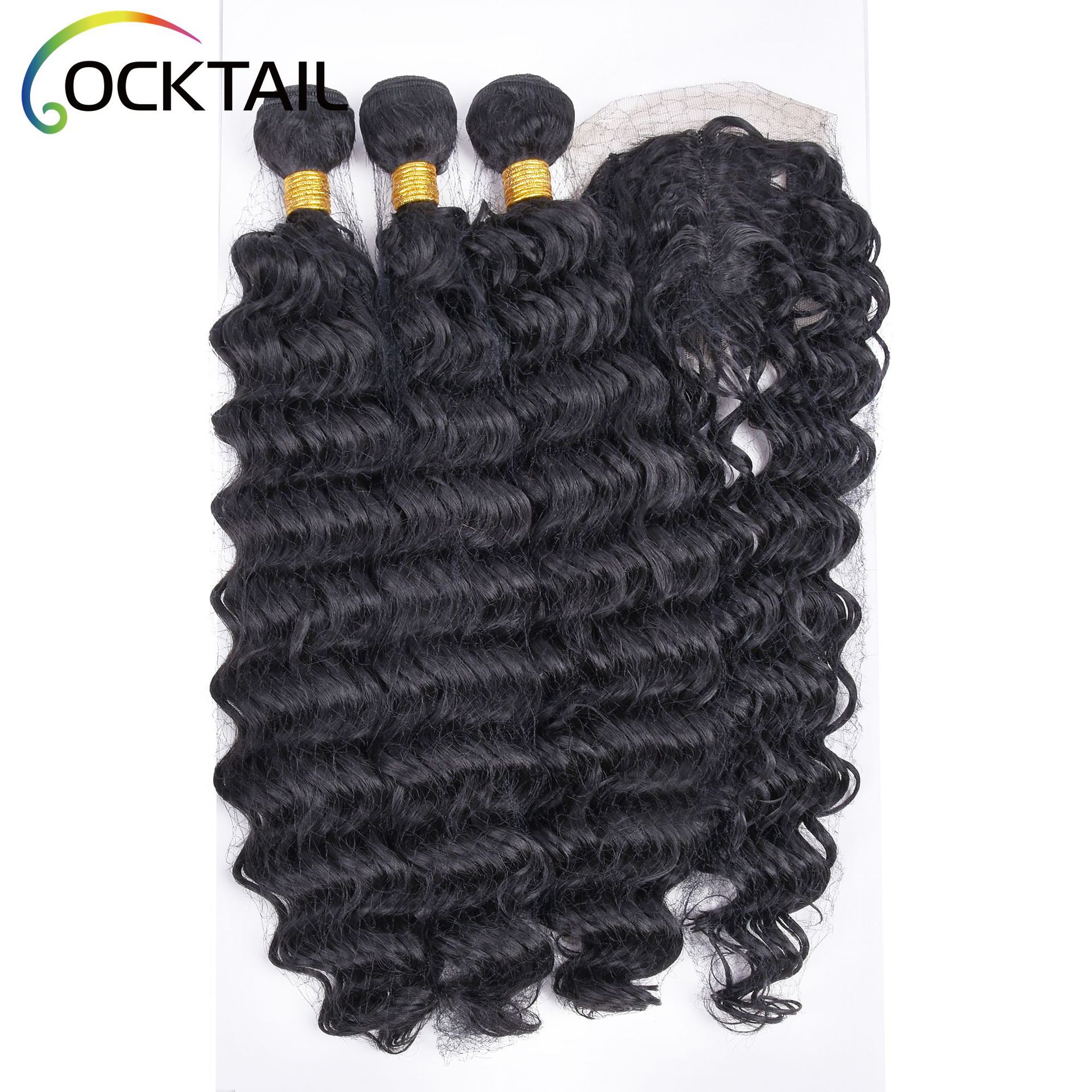 ONDA profunda Kanekalon fibra química cortina de pelo ventas directas de la fábrica 3 + 1 Tarjeta de seda de fibra química cortina de pelo