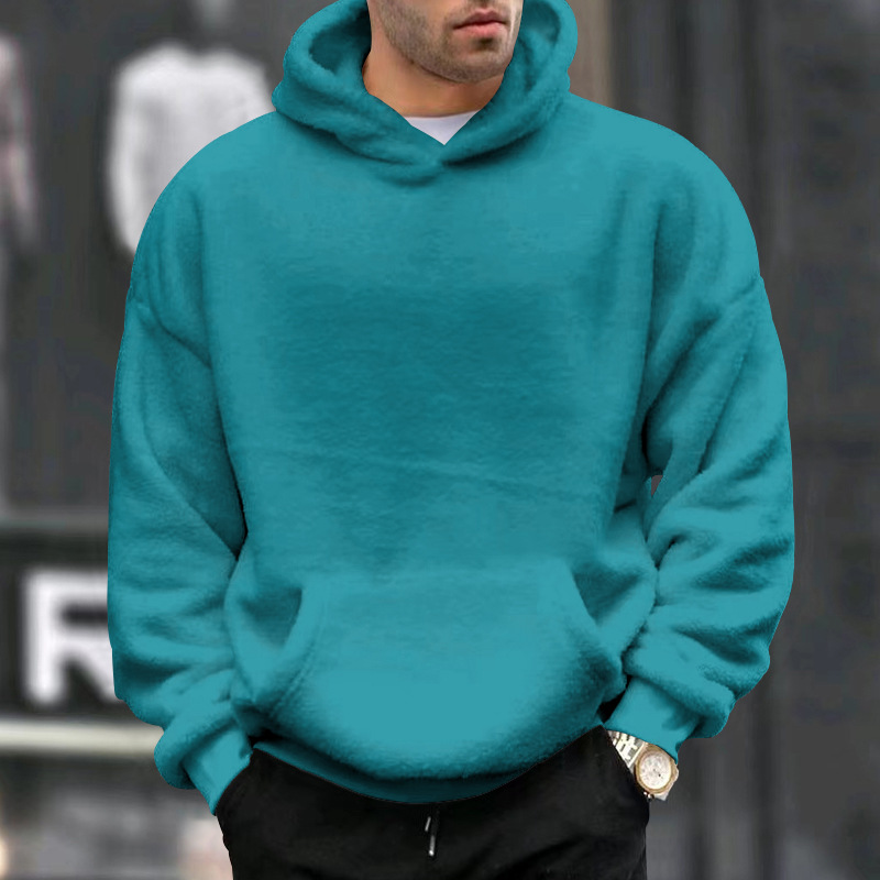 Herren Winter Kapuzenpullover Aus Flanell Mit Lammwolle Gefüttert_voghion.com