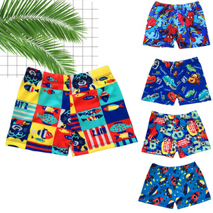 Children's Swimming Trunks Boys Boxer Drawstring Lace Cute Baby Boys Small Middle School Big Children Cartoon Swimming Hot Spring Pants