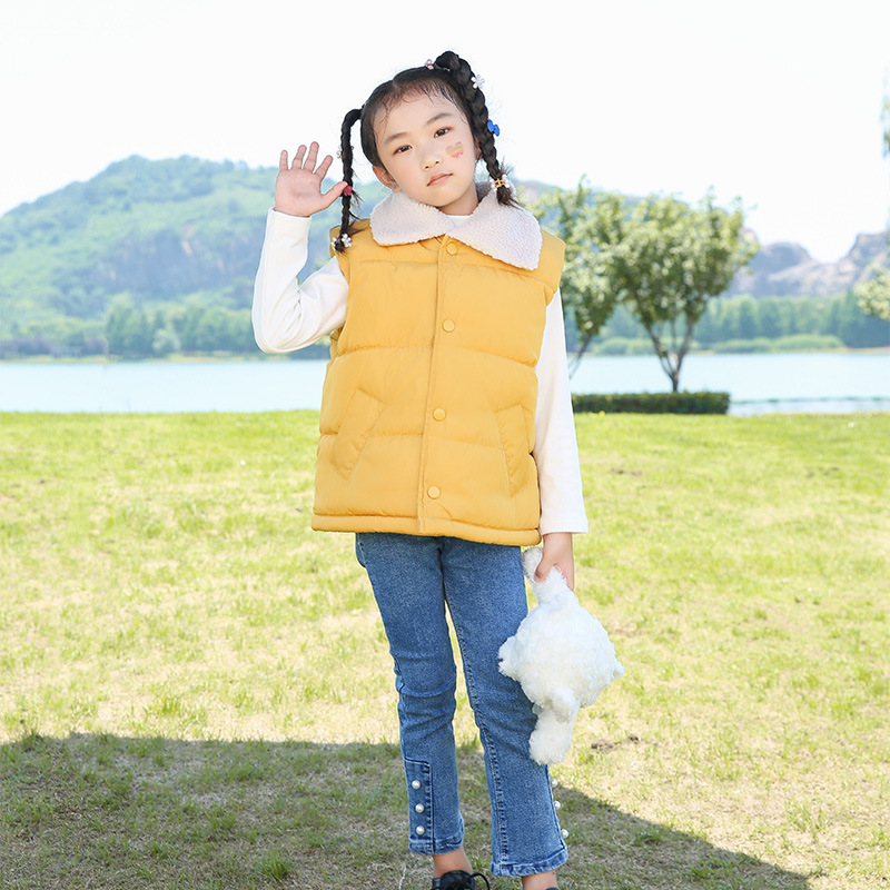 Chaleco de algodón para niños con forro polar para niños y niñas Chaleco de ropa exterior para niños mediano y grandes chaleco protector para niños Otoño e Invierno Nuevo