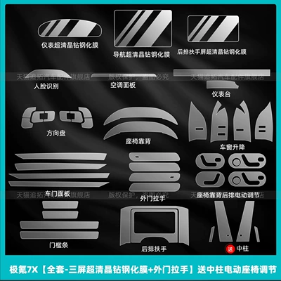 Film Interior Protection Central Control – Car interior film - ji-krypton-7x-full-set-three-screen-ultra-clear-crystal-diamond-tempered-film-outer-door-handle-comes-with-electric-seat-adjustment-on-the-center-pillar