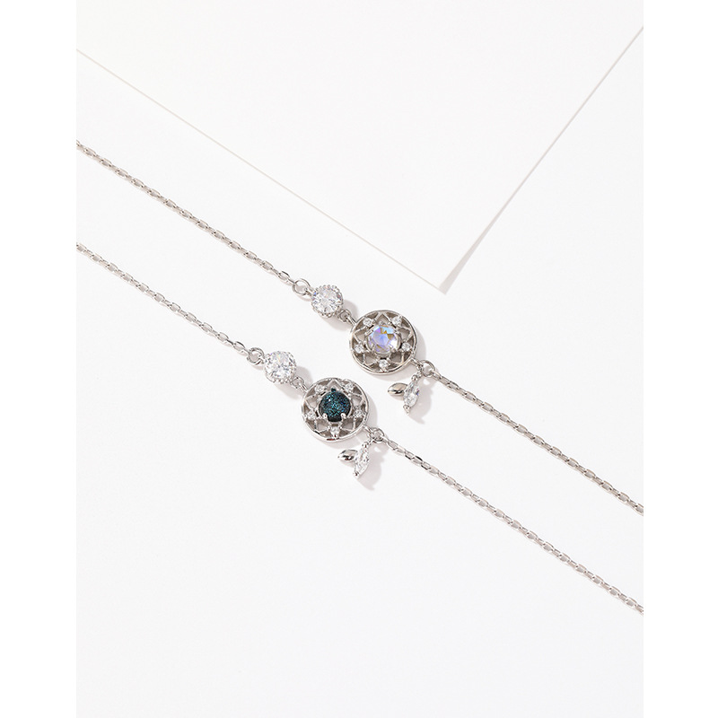 S925 plata esterlina piedra de cristal Dream catcher pulsera mujer luz lujo nicho exquisito chica temperamento coreano simple pulsera