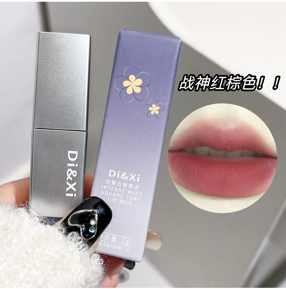 DI&XI Thick Fog Velvet Lip Gloss matte Whitening Square Tube Red Lift color Versatile and affordable cross-border wholesale makeup undefined