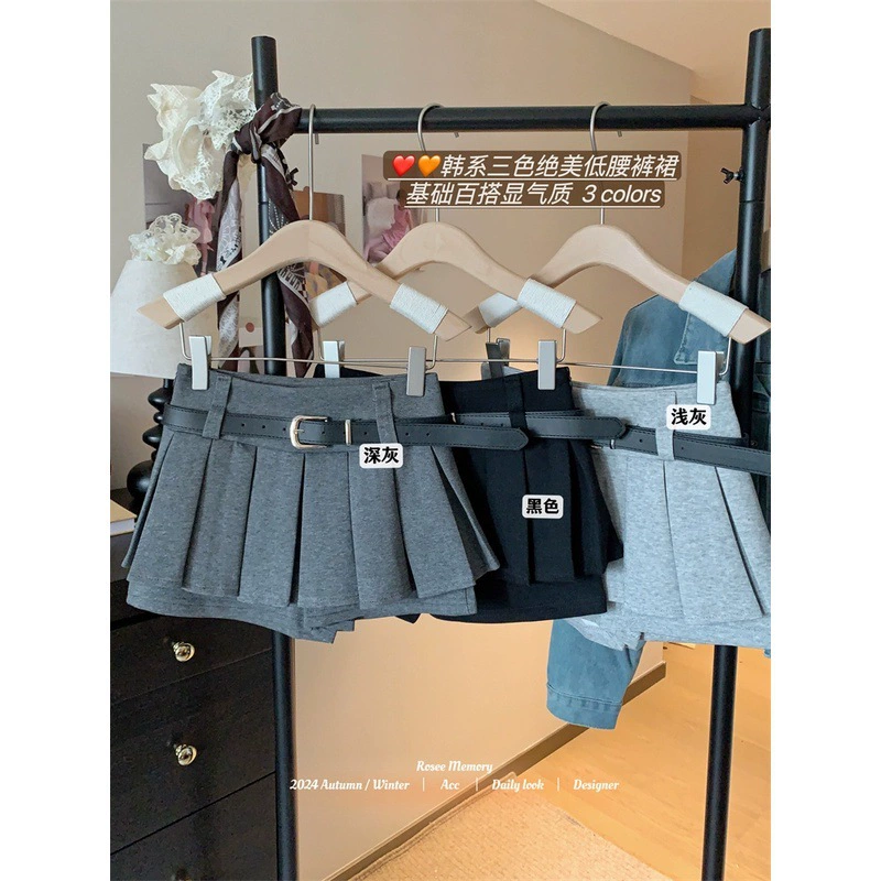 2024 осень и зима новая корейская версия маленькой горячей девушки тонкая и дикая плиссированная юбка с высокой талией