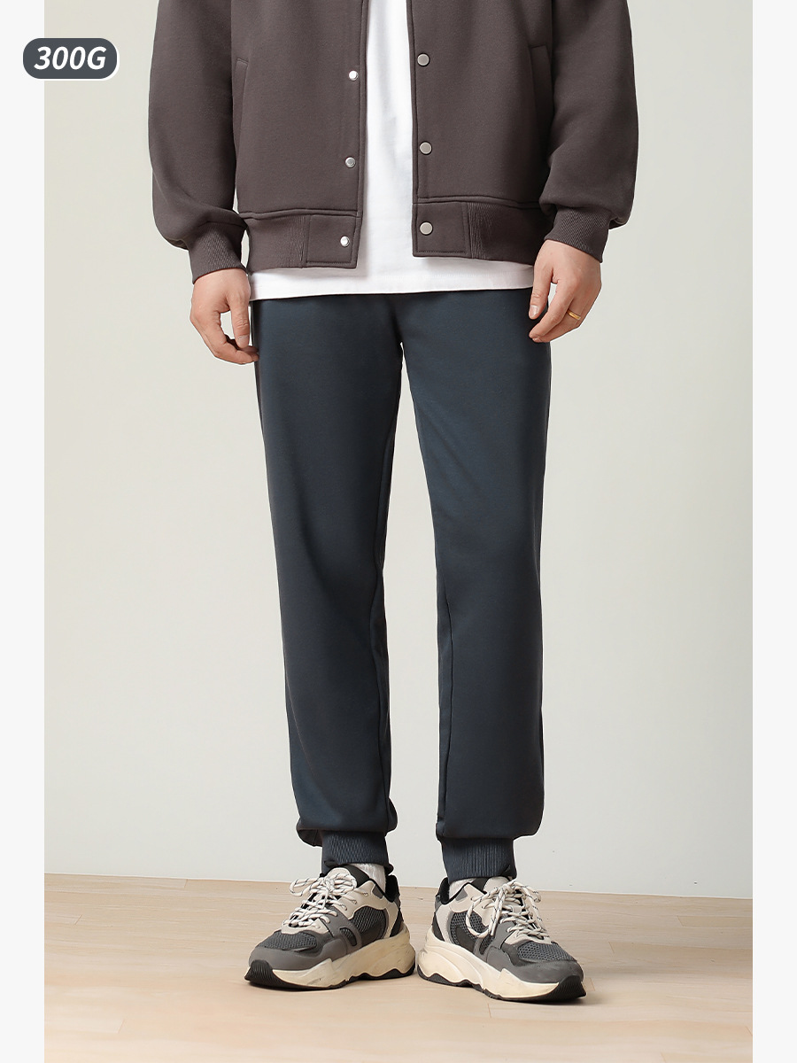 300g tela antibacteriana cremallera casual sweatpants hombres de alta cintura punto pantalones otoño nueva pareja básica