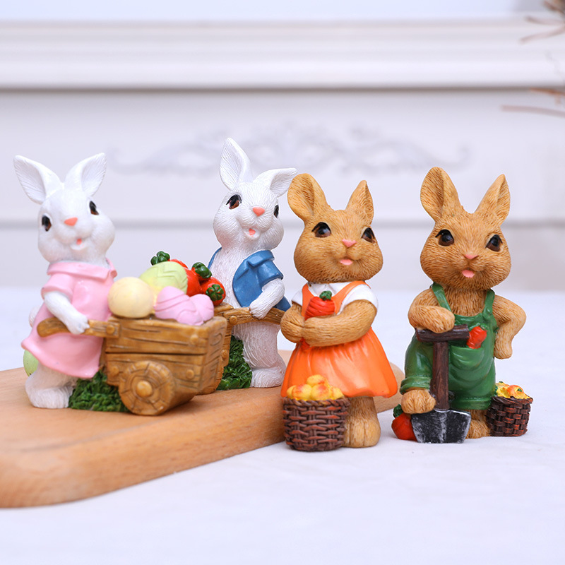 Easter New Cross Mirror Wholesale Cute Rabbit Trolley Creative Garden Rabbit Ornaments Decorations