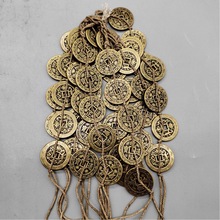 仿古铜钱大清纯铜五帝钱天下太平花钱加厚挂件一串