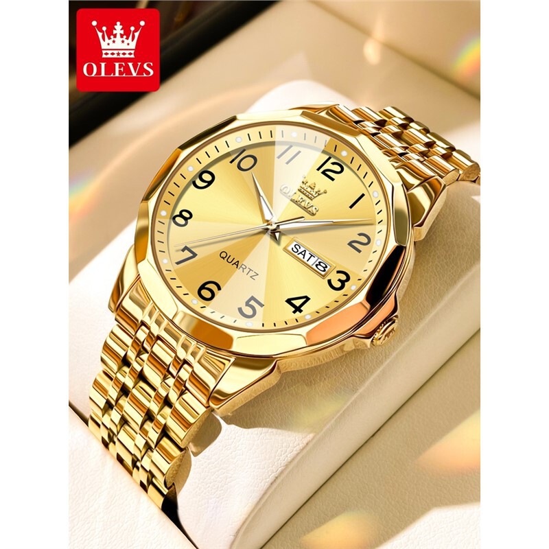 Swiss Wave ­ Watch for Men, Non-Automatic Mechanical Watch, High-End Gold Digital Waterproof Men's Watch, Luminous Men's Watch