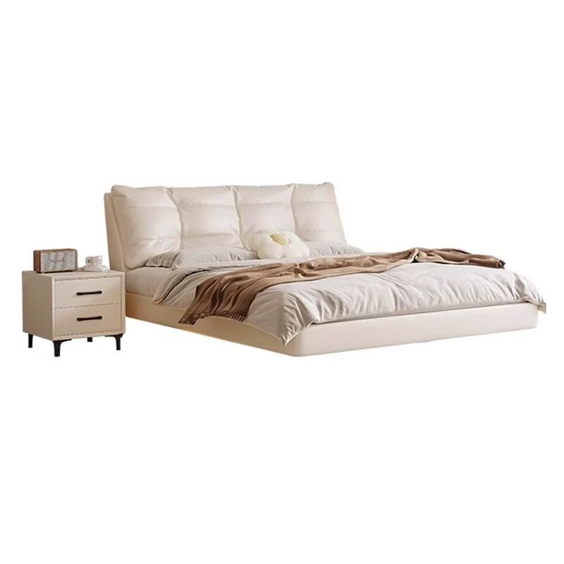 Cama Flotante Suave Cream Cloud Puff, Cama Doble Tapizada en Cuero Moderna y Sencilla para Dormitorio Principal, Cama Matrimonial, Arte en Cuero image 7
