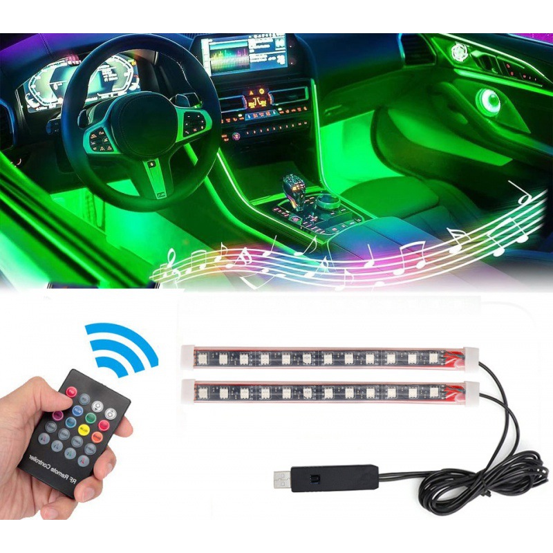 新款八代氛围灯汽车氛围灯一拖二一拖四脚底灯音乐节奏声控气氛灯