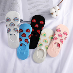 Sweet Korean girl style heart letter invisible socks summer thin children's kiki non-slip boat socks