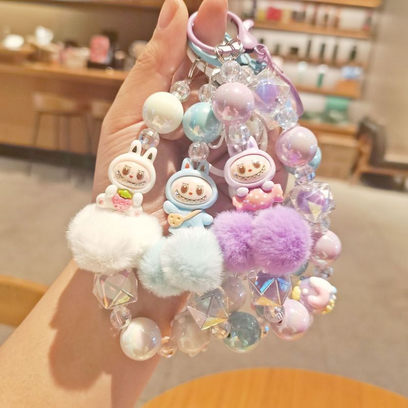 新款卡通公仔拉布布手机链手绘珠钥匙扣手机壳挂链直播盲盒吊坠|undefined