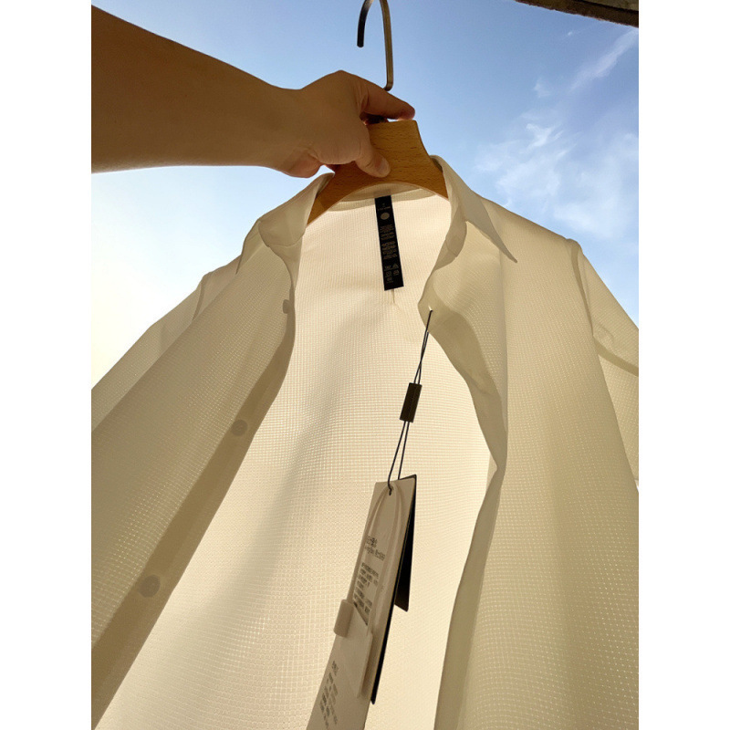 Traveler Series! 3D Stereo Tailoring Simple Luxury Style Spring and Summer Men's Mesh Breathable Lightweight Long-Sleeved Shirt