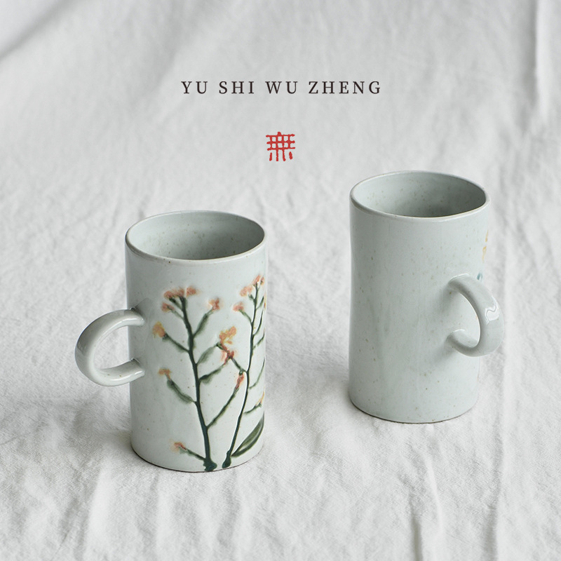 크리 에이 티브 인쇄 손으로 그린 세라믹 컵 일일 식기 마시는 컵 머그잔 복고풍 문학 맥주 컵 380ml