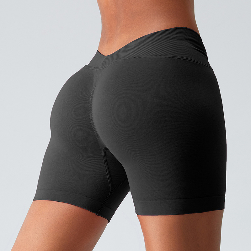 Transfronterizos europeos y americanos sin fisuras de tres puntos pantalones cortos deportivos de melocotón de las mujeres levantamiento de cadera correr apretado fitness deportes pantalones cortos de yoga