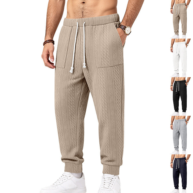 Cross-border American-style men's new wide-leg sweatpants, loose fit, spring/autumn, jacquard pattern, hip-hop, streetwear, casual long pants, jogging sweatpants
