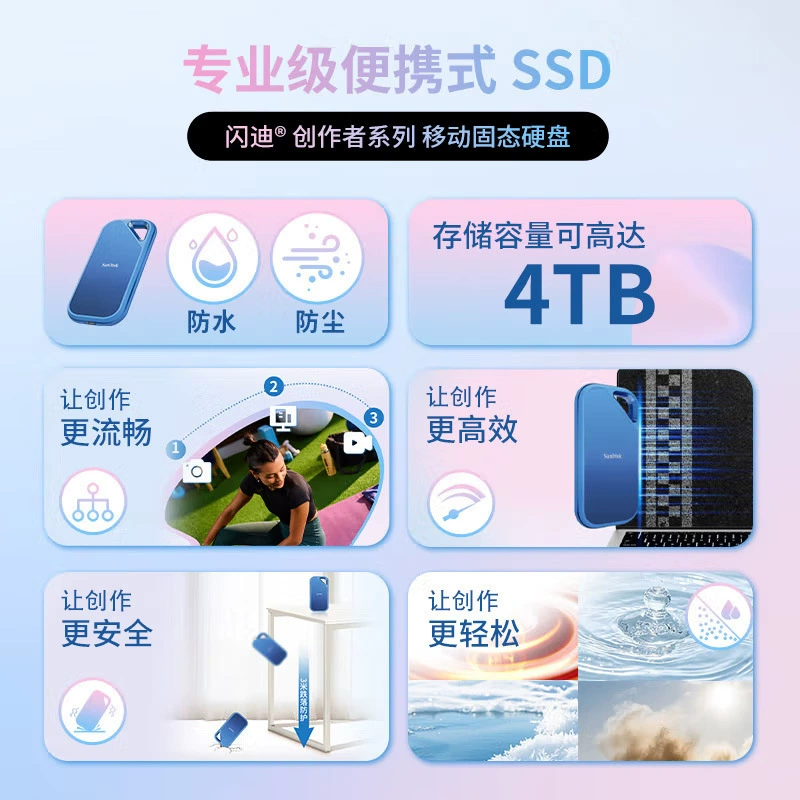 SanDisk Creator Mobile solid state drive, read and write speed 2000MB/s, mobile phone direct connection 2TB E81C