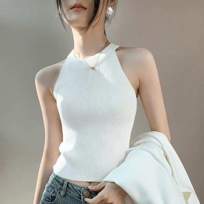 Summer short knitted vest sleevless, lifting effect, french style