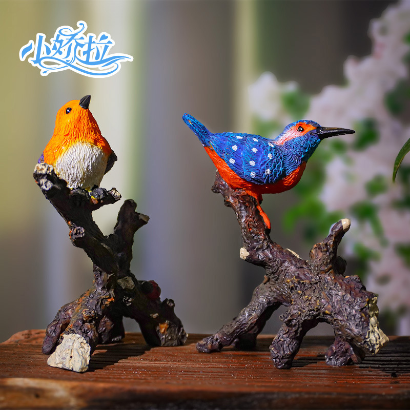 Nuevo método antiguo de cultivo de peces adornos de paisajismo martín pescador pájaro navideño micro paisaje accesorios de decoración de escritorio resina creativa