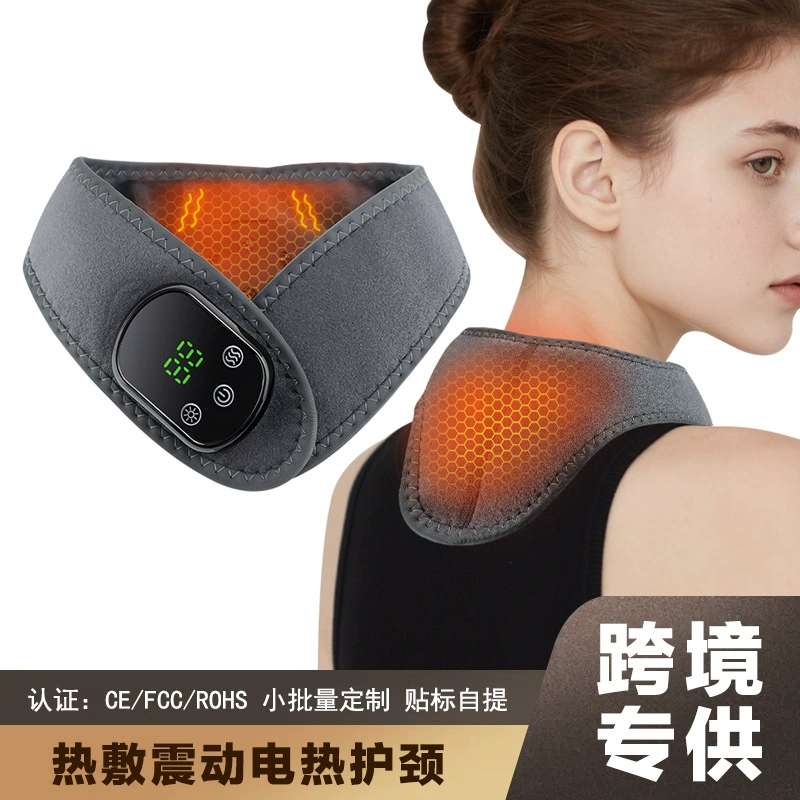 Трансграничная электрическая подогревающая вибрационная массажная защита для шеи, массажер для шейного отдела позвоночника, защита для шеи с подогревом, физиотерапия, горячий компресс, защита для шеи, шейного отдела позвоночника