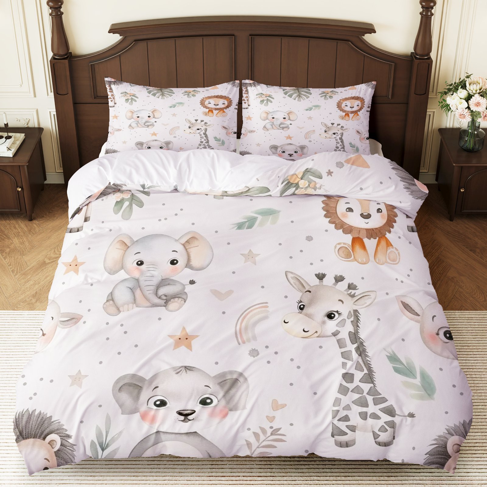 TEMU / JIT impresión digital abrasión oscuro elefante estilo animal set edredón para diseñar