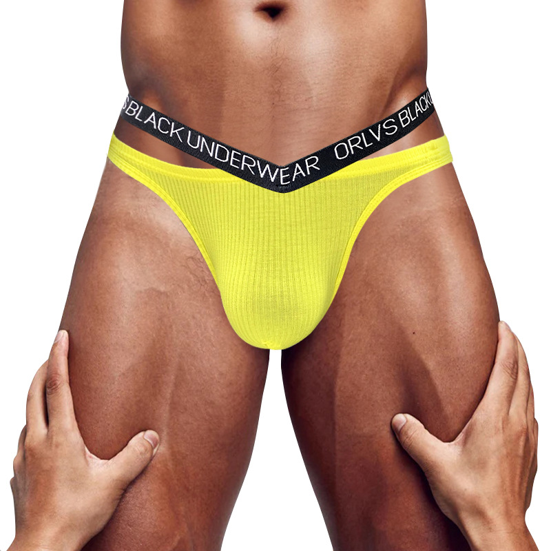 Cross-border hot men's underwear back hollow low waist comfortable simple sports sexy solid color bikini briefs