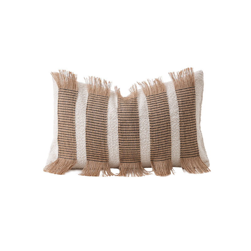 Sofá tejido de cuerda de cáñamo de mano, almohada de lujo ligera, almohada de soporte de alto nivel, decoración de ventana de acomodación residencial, viento tranquilo