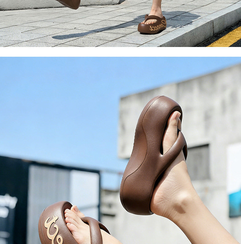 Women’s Thick-soled Letter Print Flip-flops Summer Platform Sandals_voghion.com