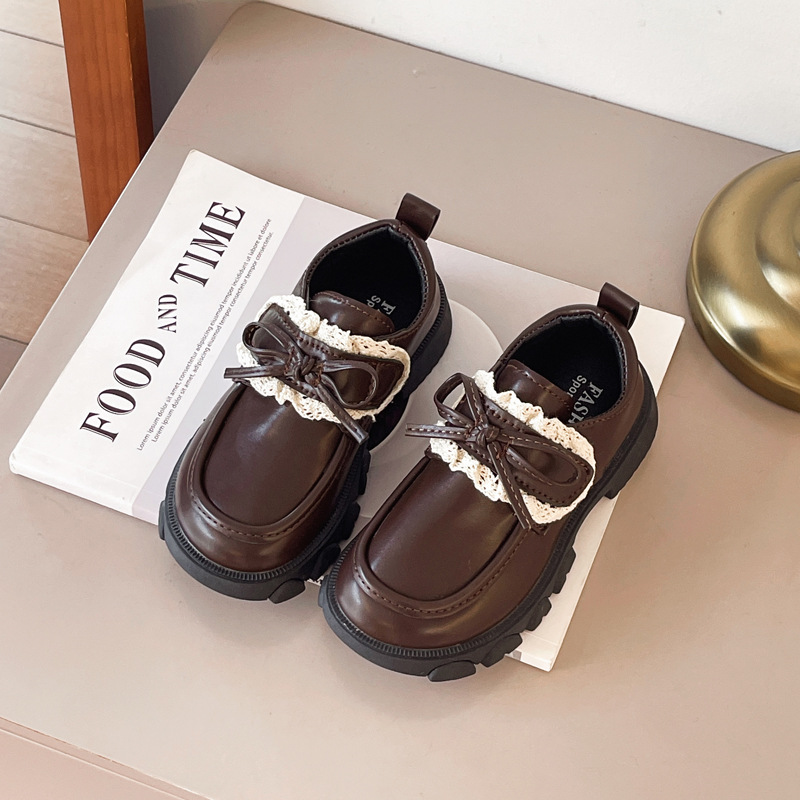 Zapatos de cuero para niñas 2025 otoño nuevo estilo de moda para niños con suela suave zapatos princesa de estilo británico Lefour zapatos para bebés mujeres zapatos