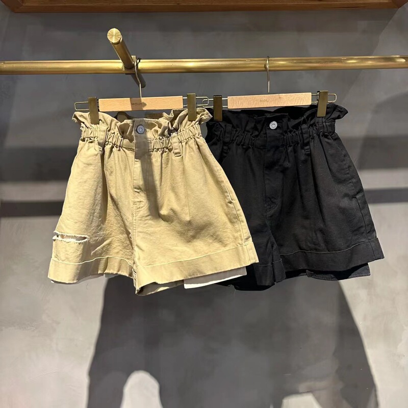 Pure Original m Brand 2024 Summer New Style Flower Bud Waist Cut Design Cotton Casual Shorts 028Gs230-0110