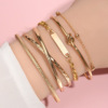 Fashionable accessory, golden metal bracelet, round beads, jewelry, European style