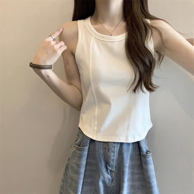 Factory wholesale 2023 Summer New plus size sleeveless T-shirt women's long vest inner sleeveless top women