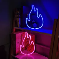 Неоновая лампа-пламя LED, цветная форма огня, питание батарея и USB, 18×28 см