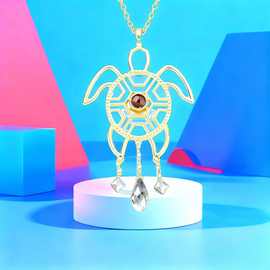 亚马逊热销100种语言我爱你小海龟投影项链圣诞节挂件图片定 制