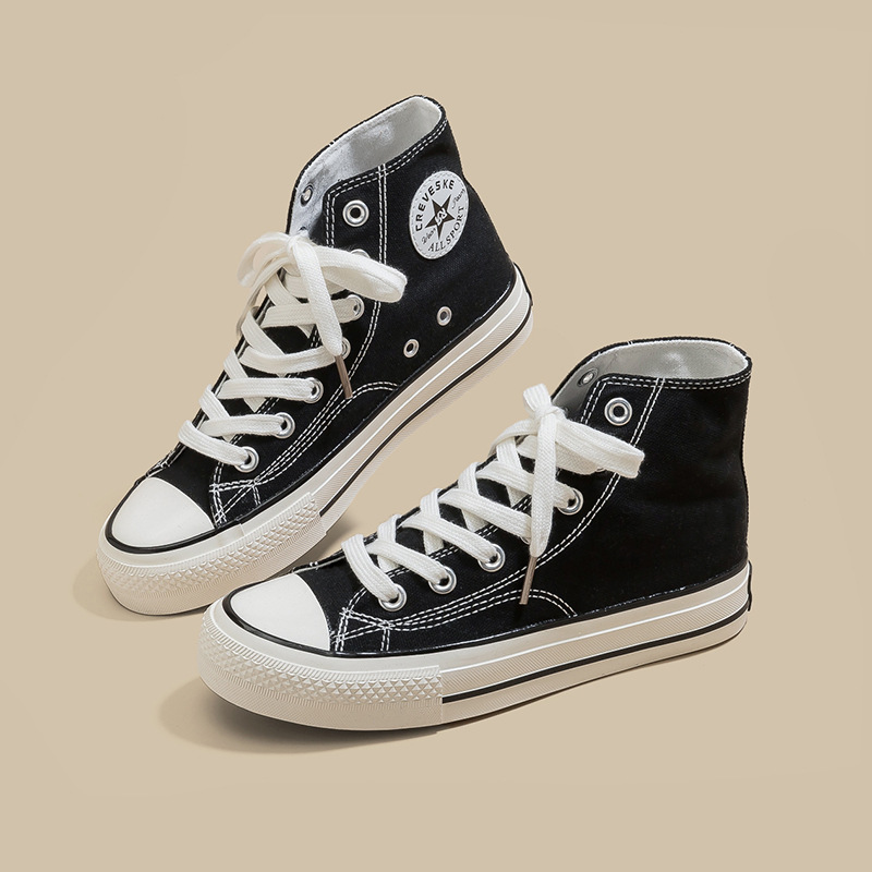 Retro clásico de la década de 1970 tres veces vulcanizado aceite brillante zapatos de lona de alto perfil para hombres y mujeres parejas de zapatos de skate de estudiantes versátiles