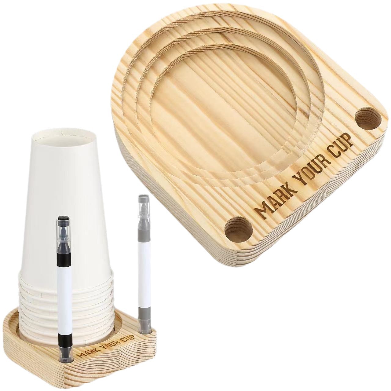 Caja de almacenamiento de vasos de papel de madera de escritorio, taza de agua desechable de cafetería, recolector de vasos, caja de acabado de vasos de papel de madera maciza de fiesta