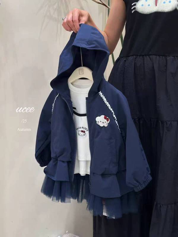 Ningli 女の子コート春と秋の新しいスタイルの薄いスタイルの子供のユニークで超見栄えの良い秋のプリンセストップ|undefined